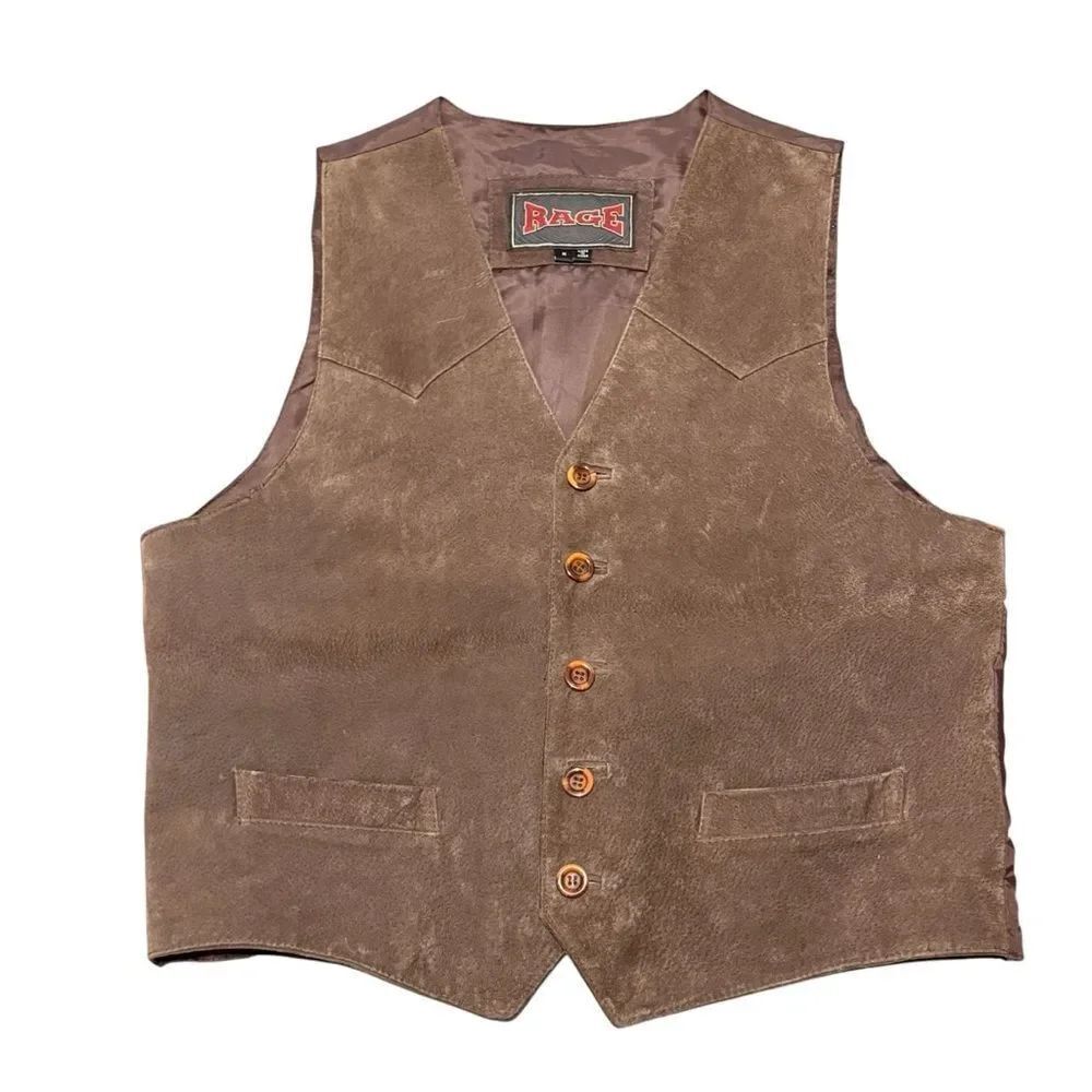 Vintage Rage Brown Suede Leather Vest Brown Size Medium